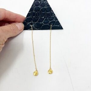 LUV AJ SHELL COIL THREADER EARRINGS DANGLE DROP GOLD TONE NEW